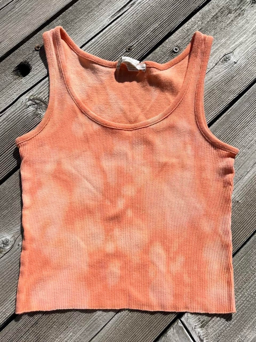 Derek Heart coral pink tie dyed crop tank top